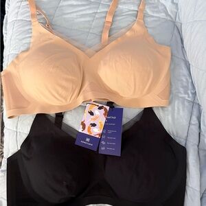 Honeylove Wireless Comfort Bras - Tan & Black Set